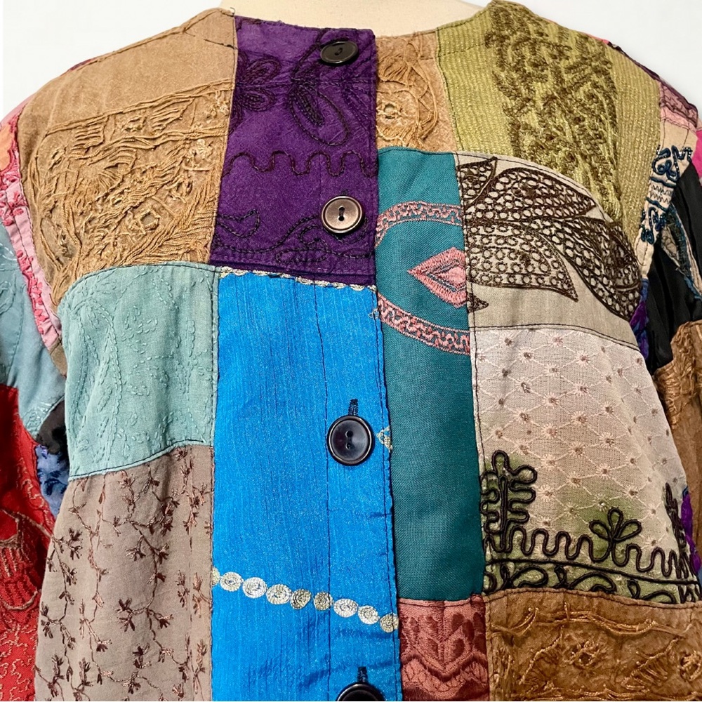 Colorful Quilted Patchwork Jacket Scared Threads … - image 2